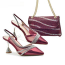 Latest Womens Matching Shoe and Bags Decorated with Rhinestone Shoe and Bags Set Shoes