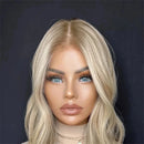 Wig Golden Blonde with Natural Roots Women Wigs Hair Transparent Cosplay Daily