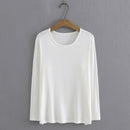 Autumn T-Shirt Women Clothing High Stretch Slim Fit Cotton Tops Basics O-Neck Long Sleeve Solid Tees