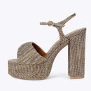 Rhinestone buckle Sandals with Women Thick High-heeled and Thick Soled Shoes