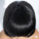 Human Hair Wigs Black Short Pixie Cut Straight Bob With Bangs For Women Remy Hair Glueless Wigs