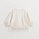 Girls Cotton Patchwork Mesh Sweatshirt Jacket Kids Top for Spring