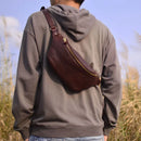 Retro trend chest bag men shoulder bag leather crossbody backpack casual