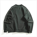 Heavy extra thick pullover round neck wool circle hoodie men splicing line loose drop shoulder