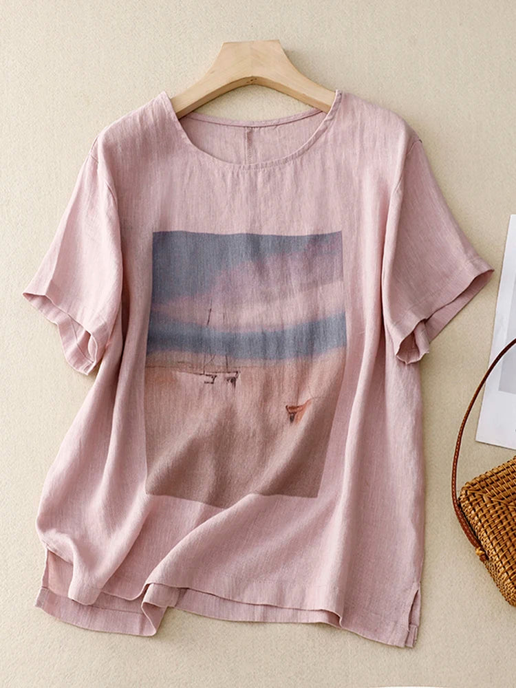 Casual Loose O-Neck Oversized Summer Tee T-Shirt Women T-shirt Shirt Top Clothing