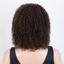 Kinky Curly Human Hair Wigs With Bangs Natural Black Jerry Curly Short Bob Wig For Women Friendly for Beginner