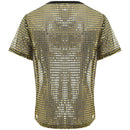 Men Mesh Hippie T-shirt Top Short Sleeve Blouse See Through Sheer Classic Tee Top
