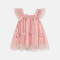 Pink dress with butterfly details on a white background, Obroi