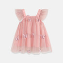 Pink dress with butterfly details on a white background, Obroi