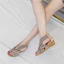 Wedge heel platform sandals women summer heel zipper Roman shoes casual women sandals