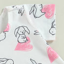 Easter Newborn Baby Girls Jumpsuit Bunny Heart Print Summer Short Sleeve Romper for Toddler Casual Clothing