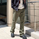 Splicing Flared Jeans Men Army Green Denim Pants Hip Hop Streetwear Men Jeans