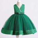 Children's  Birthday Communion Party Wedding Lace Dresses Elegant Bow Clothes Performance Princess Dress