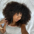 Curly Human Hair Wigs With Bangs Glueless Short Bob Curly Human Hair Wigs
