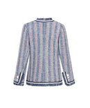 Women Temperament Elegant Pearl Double breasted Wool Tweed Jacket Coat Female Tassels Basic Outerwear