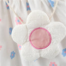 Summer Girls' Dress Fresh Flower Bow Strap Daily Knee Length Cotton Comfortable Dress