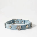 Custom Lettered Denim Pet Collars Small Dog Collar and Tag Set Poodle Schnauzer Dachshund  Dogs Accessoires Cat Collar
