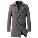 Men Wool Overcoat New Vintage Tweed Long Jackets Business Formal Male Suit Blazer Lapel Herringbone Costume Home
