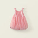 A pink toddler girl's sleeveless tutu dress with wide shoulder straps and a sparkly tulle skirt, shown flat against a light cream background, Obroi