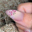 24PCS Sweet Flowers Nail Tips Matte Purple Almond Nails Full Cover Press on Nails