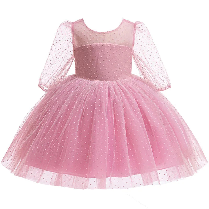 Baby Girls Dress Summer Mesh Bow Little Princess Dress Christmas Birthday Gift 1-6 Years Kids Clothes