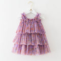 Sleeveless Children's Cake Dress Princess Girls Mesh Dance Dresses Birthday Baby Dress 1-7Y