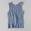 Linen Vest Men Summer Solid O-neck Sleeveless Waistcoat Simple Casual Loose Tess