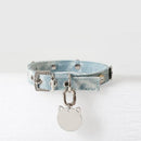 Custom Lettered Denim Pet Collars Small Dog Collar and Tag Set Poodle Schnauzer Dachshund  Dogs Accessoires Cat Collar