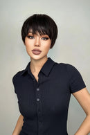 Wigs for women synthetic fiber short straight hair band bangs hair set high silk for daily use