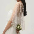 Pearl Beaded Wedding Wrap Sheer Jewel Collar Soft Tulle Front Shawl Marriage Accessories For Women Dress