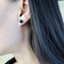 Round Black Small Stud Earrings Europe For Women Real 925 Sterling Silver
