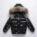 Winter Kids Boys Parka Down Jackets Waterproof Shiny Real Fur Thicken Warm Boys Outerwear Coat Outfit