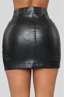 Leather Mini Skirt  Bodycon Summer  Short Leather Wrapped Skirt