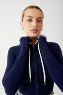 Hooded Knitted Sweatshirt Low Waist Tight Casual Pants Two Pieces Set Women