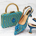 Women Shoes Heels and Bags Rhinestone Chain Ladies Wedding Party Elegant