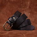 Genuine Leather Belt for Men Thick Copper Buckle Jeans Casual Belts Waistband Retro