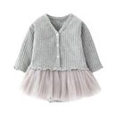 New Baby Girl Two Piece Dress Long Sleeve Cardigan Princess Baby Girl Bodysuits Toddler Baby Girl Outfit