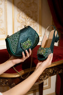 Elegant Women's High Heel Shoes and Rhinestone-Embellished Bag Set - Perfect for Any Occasion