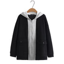 Hoodies Women Spring Street Style Splice Block Sweatshirt Loose Zip Outewear Curve Clothes