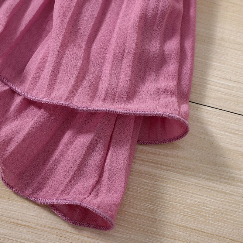 Baby Girl Solid Textured Layered Tank Top Shorts Set