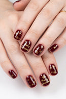 Christmas Press on Nails Short Square False Nails Snowflake Full Cover Glue on Nail