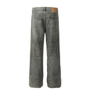 Spliced Denim Pants Men Straight Loose Wide Leg Dirty Wash Jeans Men Trousers