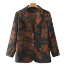 Suit Jacket Women Spring Summer Thin Coat Long Sleeve Floral Blazer Outewear Curve Clothes