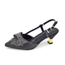 Banquet Exquisite Party Top Luxury Pointed Toe Bowtie Bright Diamond Summer Women's High Heels Shoes and Bags Set