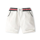 Children gentleman summer clothes striped short sleeve tops + white shorts 2 pcs clothing sets for kids baby boys party suits