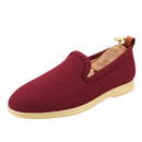 Autumn And Winter Premium Angora Red Wool Walk Loafers Handcrafted In Slip-On Men's Casual Shoes Flats