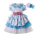 Cute Outfits For Kids Tulle Party Flower Girl Elegant Birthday Dresses With Matching Headband Children Clothes