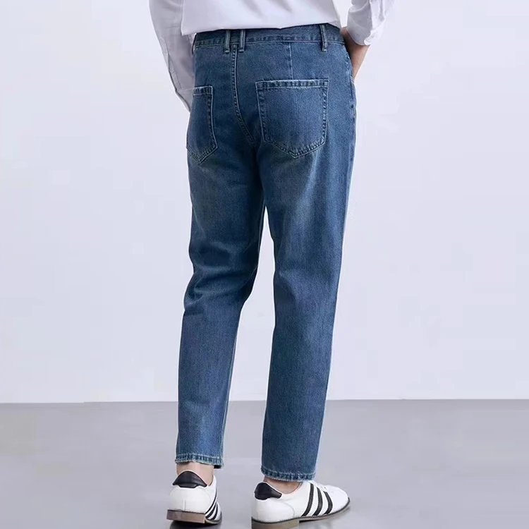 Men Trouser Double Pleated Jeans Straight Leg Pant Naples Men's Trousers