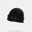 Street hip-hop retro cross ring perforated woolen hat