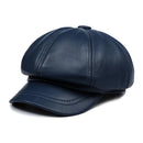 Woman Red Hat Real Leather Genuine Leather Baker Ladies Octagonal Eight-panel Cap